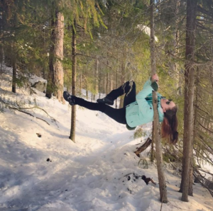 Katja Mäkynen loves pole fitness in her home or out in nature