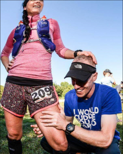 AnnieLori Thompson and her husband before a trail run