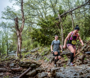 Three sport athlete AnnieLori Thompson during a trail run