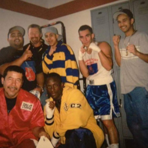 Ross Enamait in an old picture with his fight team