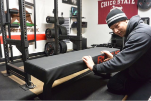 Joe Gray testing the Thompson Fat Pad for Garage Gym Magazine