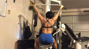 Yolanda Presswood does pulldowns on her Vectra multistation