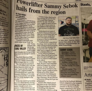 Sammy Sebok article in the Coal Valley News