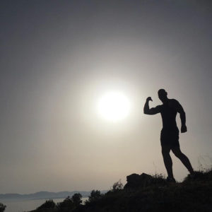 Obstacle course racer Tim Geurts on a Greek mountainside