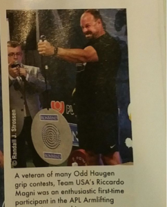 Article in MILO magazine featuring Armlifting USA Secretary General Riccardo Magni